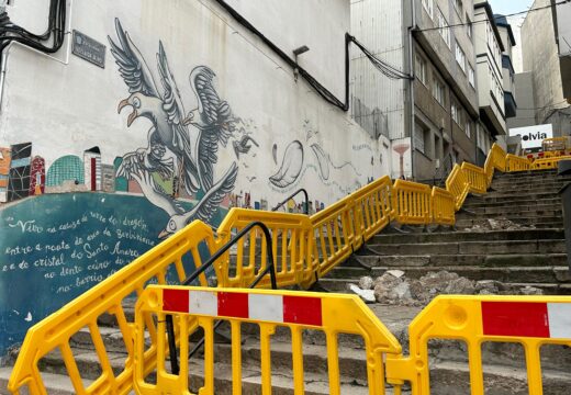 Avanzan as obras de remodelación da escalinata de Adelaida Muro, en Monte Alto, onde o Concello instalará escaleiras mecánicas para mellorar a accesibilidade